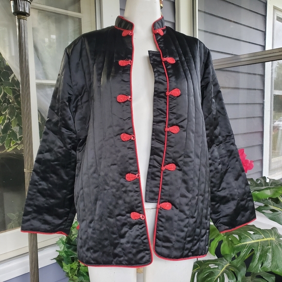 Vintage Medium Quilted Satin Asian Style Frog Closure Jacket - Picture 8 of 8